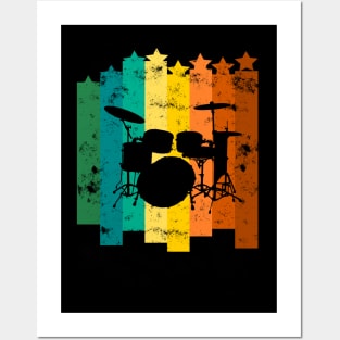 Retro Drums Drummer Gift Drumming Vintage Posters and Art